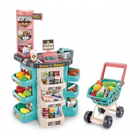 WOOPIE Sklep Supermarket i Wózek Koszyk Sklepowy Kasa Waga Skaner 47 akc