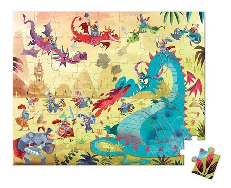 Puzzle w walizce Smoki 54 elementy 5+ Made in France, Janod