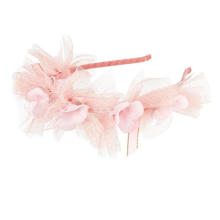 Souza! Opaska do włosów z tiulowymi kwiatami Inez różowa