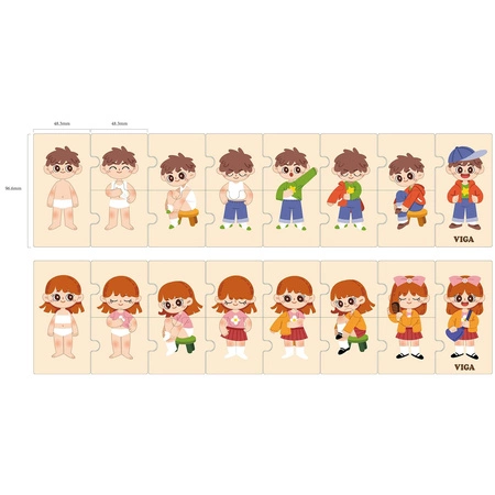 VIGA Drewniana Układanka Edukacyjna Dzieci 3szt