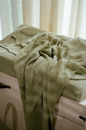 Little Dutch Otulacz muślinowy 120x120 cm Blueberry Leaves