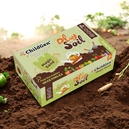ChildGen, Piasek kinetyczny, Magiczna gleba z warzywami 100% naturalny, 907g w pojemniku