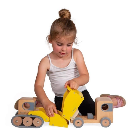 Wywrotka i spychacz drewniane Bolid 2+, Janod