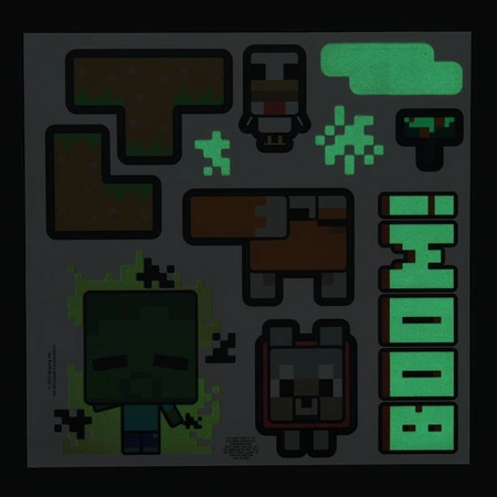 Minecraft Creeper zegar ścienny świecący w ciemności plus zestaw naklejek