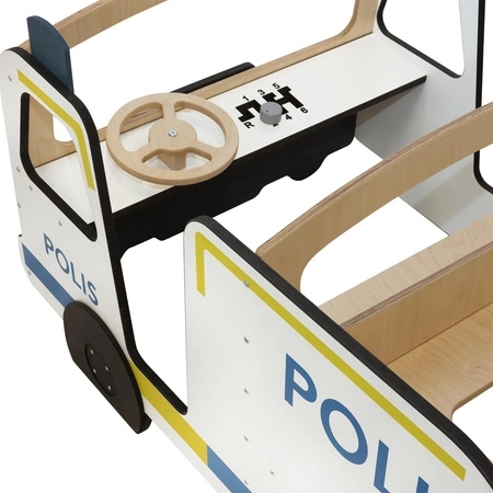 Drewniany radiowóz meble dla dzieci wyposażenie auto policja zabawka Micki