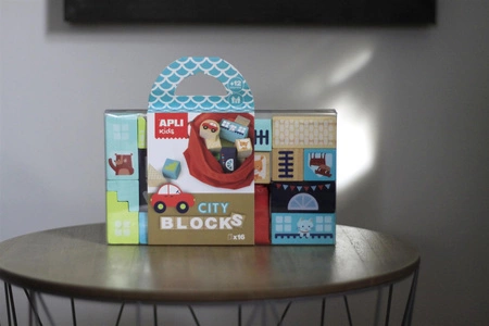 Drewniane klocki z woreczkiem Apli Kids - Miasto