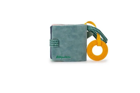 LILLIPUTIENS Miękka mini-książeczka wielofunkcyjna z silikonowym gryzakiem Smok Joe 6 m+