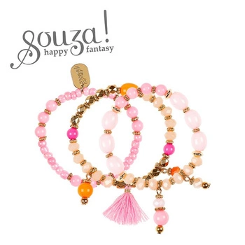 Souza! Bransoletki z koralików różowe Dottie 3 szt.