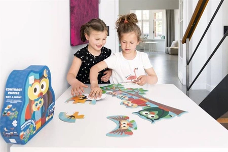 Scratch, Dwustronne Puzzle XL (obrazek 63x40 cm) Sowa "dzień i noc"