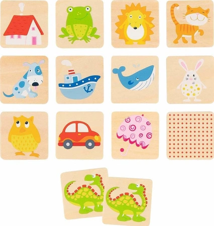 Gra logiczna pamięciowa Memo i Lotto Kolorowe ramki 56780-Goki, zabawki drewniane