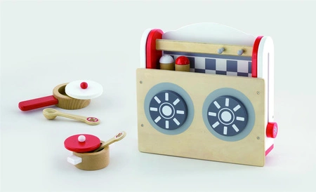 Viga Toys Drewniana rozkładana Kuchnia z blatem do gotowania