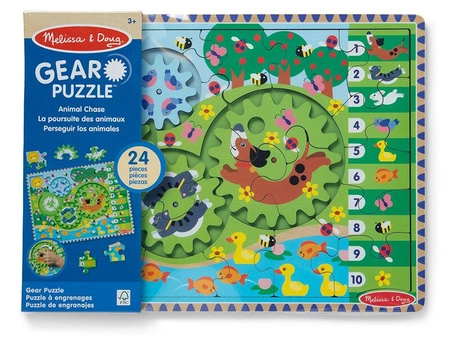 Drewniana układanka koła zębate Zwierzęta 24 el. 31004 Melissa & Doug