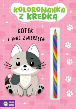 Kotek i inne zwierzęta. Kolorowanka z kredką