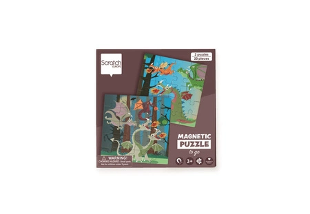 Scratch, Puzzle magnetyczne - książka podróżna Smoki 2 obrazki 40 elem.