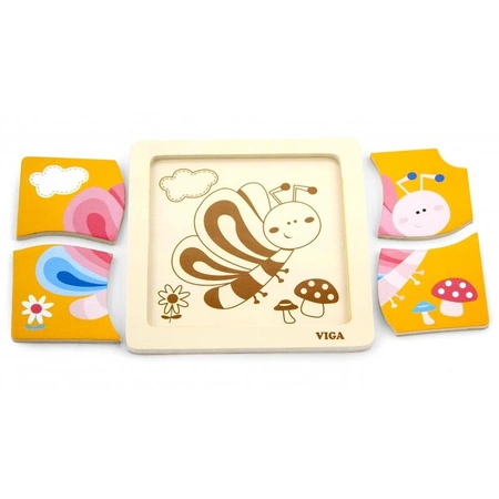 VIGA Poręczne Drewniane Puzzle Motylek