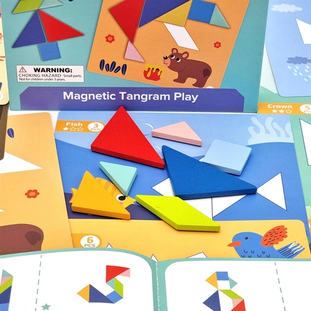 TOOKY TOY Puzzle Tangram Układanka dla Dzieci Nauka Kształtów Figury Kształty 18el.