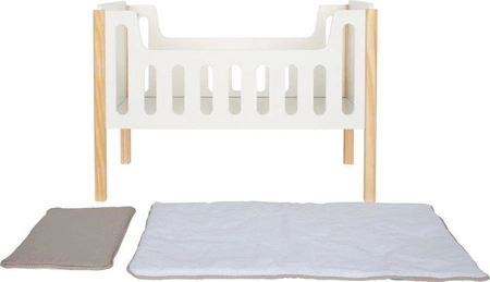 Białe drewniane łóżeczko dla lalek Little Button Small Foot 12495