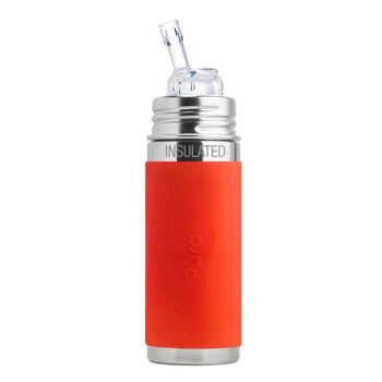 Termobutelka ze słomką 260 ml, pomarańczowa, Pura