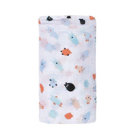 Muślinowy, mały otulacz dla niemowlaka, Doudous, Puchaci Przyjaciele | Maison Petit Jour®