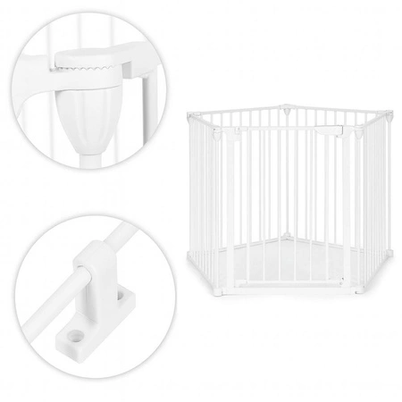 Bramka kojec barierka ochronna dla dzieci i zwierząt 5 paneli 60 cm metal biały ECOTOYS