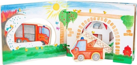 Drewniana książka dla dzieci z figurkami Straż pożarna 12040-SFD-Small Foot Design, zabawki edukacyjne