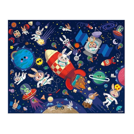Janod Puzzle w walizce Rakieta kosmiczna 54 elementy 5+