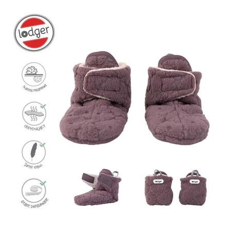 Lodger Polarowe buciki kapcie wrzosowe Folklore Mauve 3-6 m