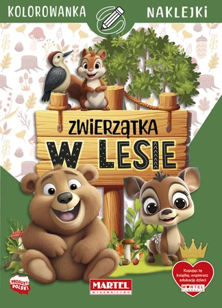 Zwierzątka w lesie. Kolorowanka z naklejkami