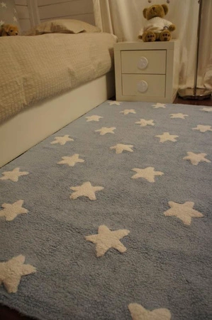 Lorena Canals Dywan bawełniany Blue Stars White 120 x 160 cm