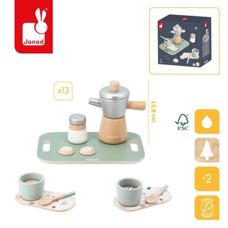 Drewniana kawiarka z akcesoriami Kawa po włosku 2+, Janod