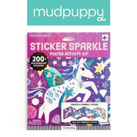 Mudpuppy Zestaw do wyklejania Naklejki holograficzne 200+ szt. z plakatem Magiczne jedronożce 4+