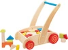 Pchacz, chodzik dla dzieci, drewniany wózek z kolorowymi klockami, small foot design - zabawka dla dwulatka