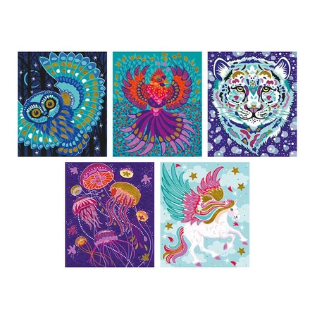 Zestaw kreatywny Brokat i piasek Błyszczące zwierzęta 7+, Janod