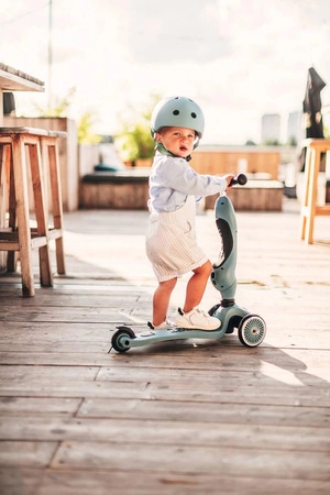 Zestaw SCOOTANDRIDE Highwaykick 1 2w1 Jeździk i hulajnoga 1-5 lat Steel + Kask XXS BLACK