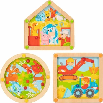 Zabawa zręcznościowa Domek, okrąg czy kwadrat 62907-Goki, gry drewniane