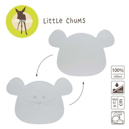 Lassig Silikonowa mata podkładka Little Chums Mysz szara