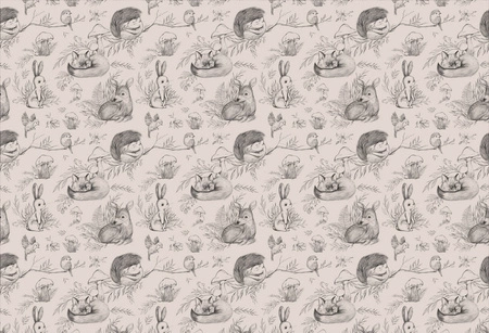 Deer & Friends Beige Tapeta Malumi