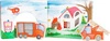 Drewniana książka dla dzieci z figurkami Straż pożarna 12040-SFD-Small Foot Design, zabawki edukacyjne