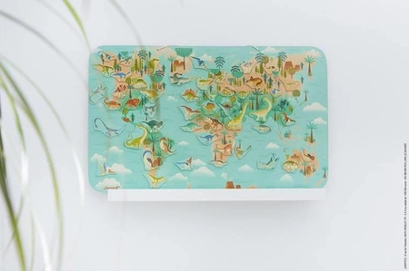 Układanka drewniana magnetyczna Mapa świata z 50 magnesami Dinozaury 7+, Janod