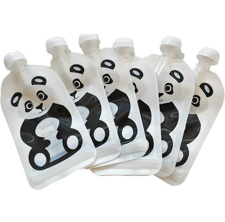 Saszetki wielorazowe z podwójnym zipem 6 szt., Panda, Fill'n Squeeze