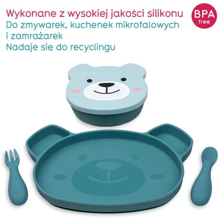 Tum Tum Zestaw Obiadowy dla Dzieci z Przyssawkami Blue Miś Boris
