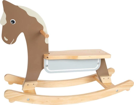 Uroczy drewniany konik na biegunach z oparciem 12291-Small Foot, konie na biegunach dla dzieci