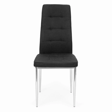Zestaw 4 krzeseł do salonu jadalni proste pikowane krzesło chromowane nogi czarne