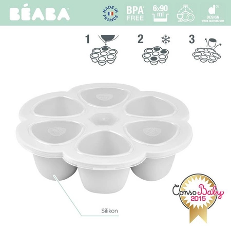 Beaba Silikonowy pojemnik do mrożenia 6 x 90 ml Light mist