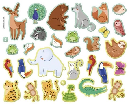 Auzou Naklejki 3D Zwierzątka z planszami 11834