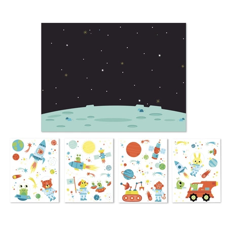 Naklejki wielokrotnego użytku z planszą Apli Kids - Kosmos