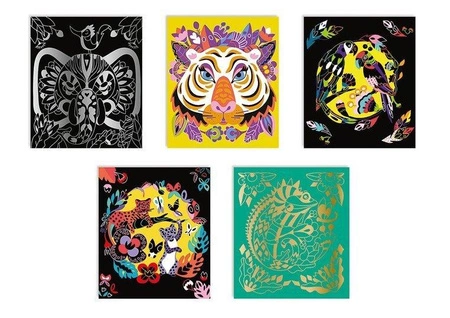 Zestaw kreatywny Do zdrapywania Zwierzęta świata 5+, Janod