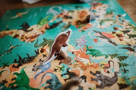 Puzzle edukacyjne z figurkami 3D Dinozaury 200 elementów 6+, Janod