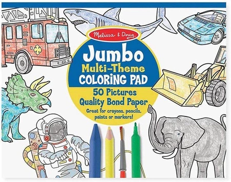 Kolorowanka Jumbo Kosmos, Zwierzęta, Pojazdy 14226-Melissa & Doug, kolorowanki dla chłopców