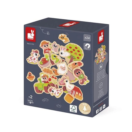 Janod Magnesy drewniane Na farmie 24 szt. 2+